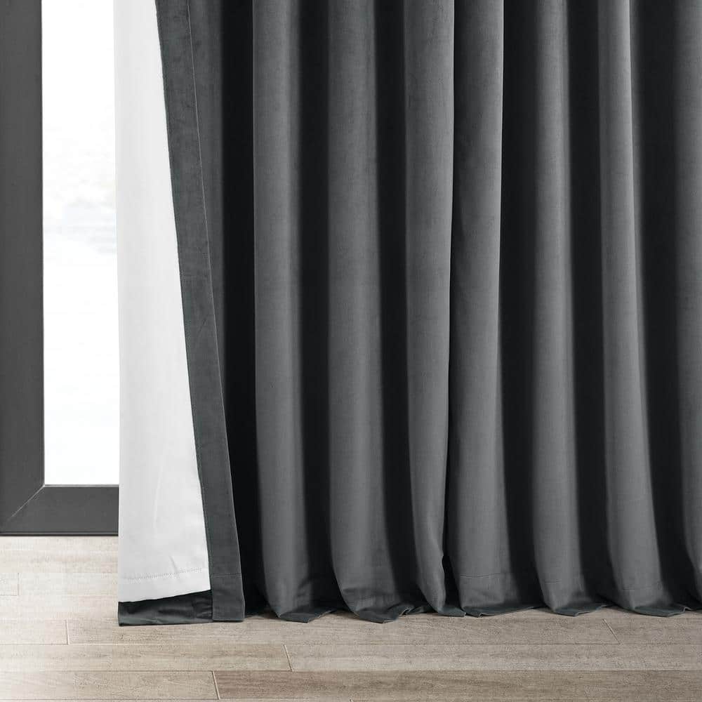 Natural Grey 100W x 96L Velvet Blackout Curtains