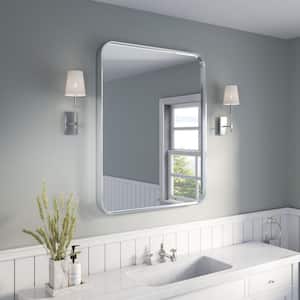 32 in. W x 40 in. H Rectangular Aluminum Framed Wall Bathroom Vanity Wall Mount Mirror in Silver