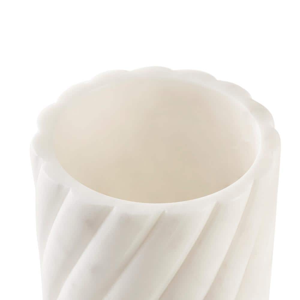 White Marble Round Bottle Chiller with Twist Ridges