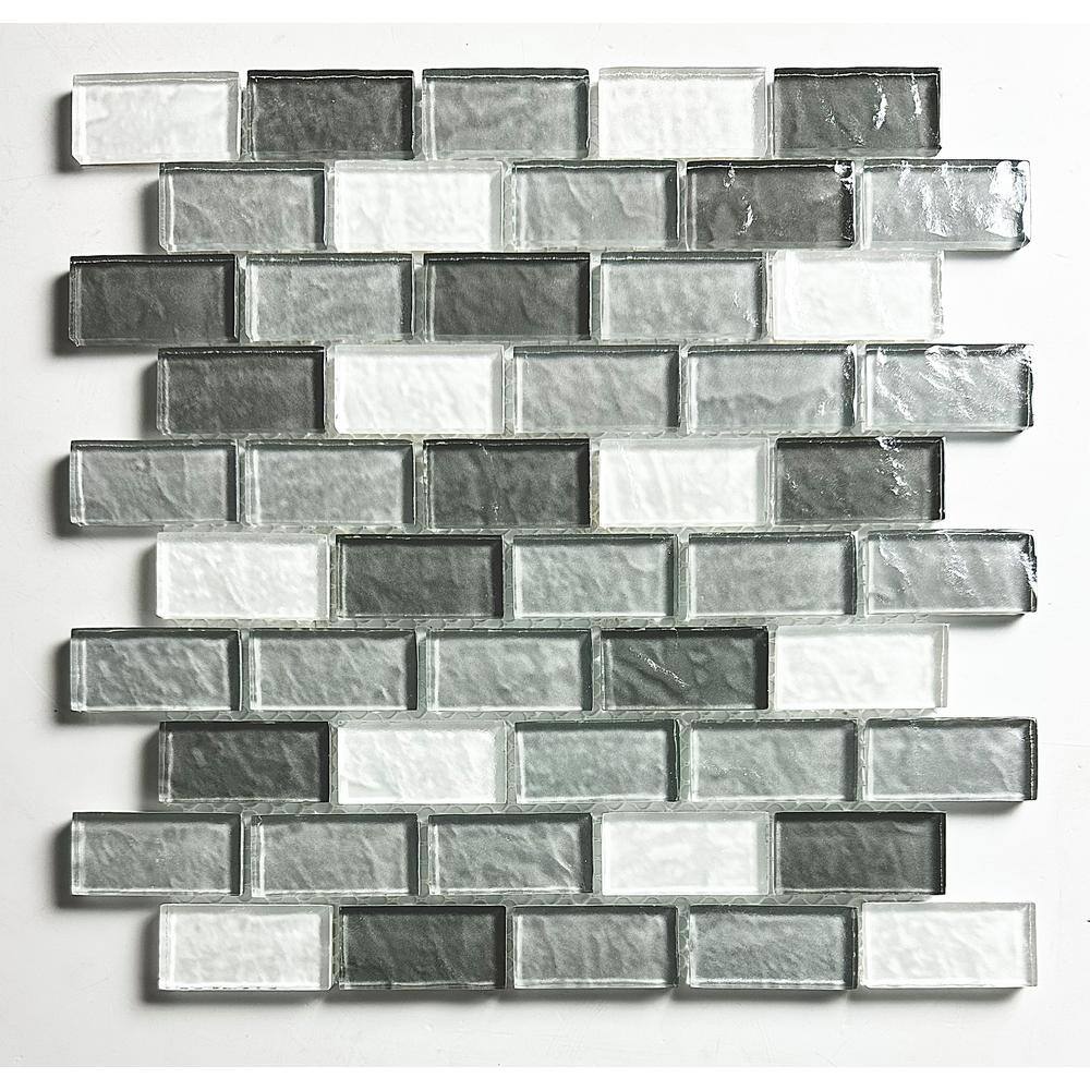 Geo Gray 12 in. x 12 in. Brick Textured Glass Mosaic Wall and Pool Tile (9.12 sq. ft./Case) price history on PriceWatchPro
