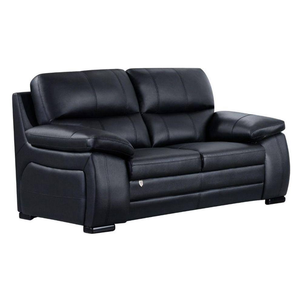 Benjara 37 In. Black Solid Faux Leather 2-Seater Loveseat Loveseat With ...