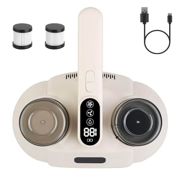 Interchangeable Cordless Fine Dust Filter Upholstery in White Canister Vacuum 15000PA Double-Cup Bed Vacuum Cleaner