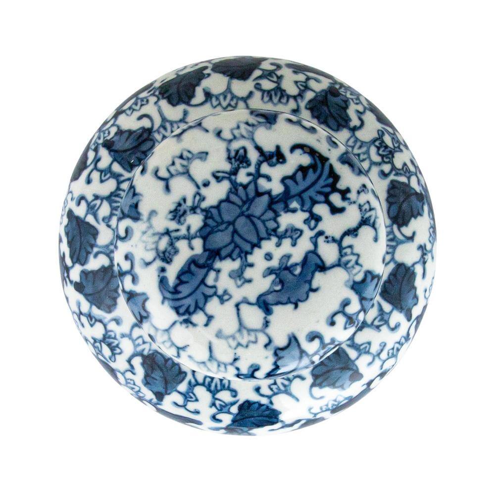 Blue and White Ceramic Ginger Jar with Lid, 6.5"