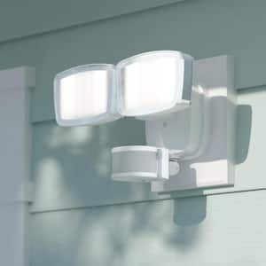 White Integrated LED Motion Sensor Dusk to Dawn Outdoor Security Flood Light - 240-Degree - 85 ft.