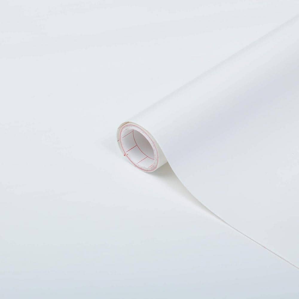 Decorative Vinyl Film for Furniture, Walls and Cabinets, Matte White Adhesi