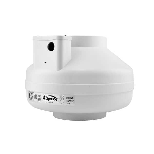 Spruce RB350 299 CFM 6 in. Inlet and Outlet Inline Ventilation Fan in White