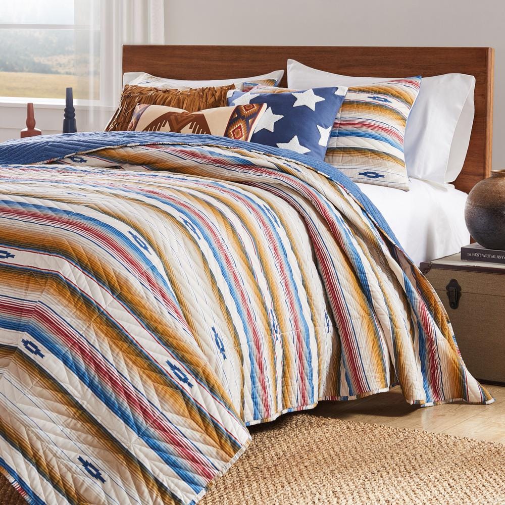 King Sapphire Blue Reversible Microfiber Quilt Set