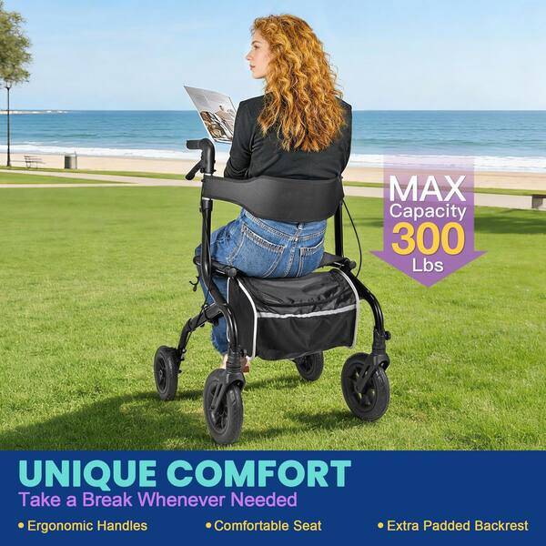 Anqtovp All-Terrain Series Foldable Rollator Walker 300lb Capacity