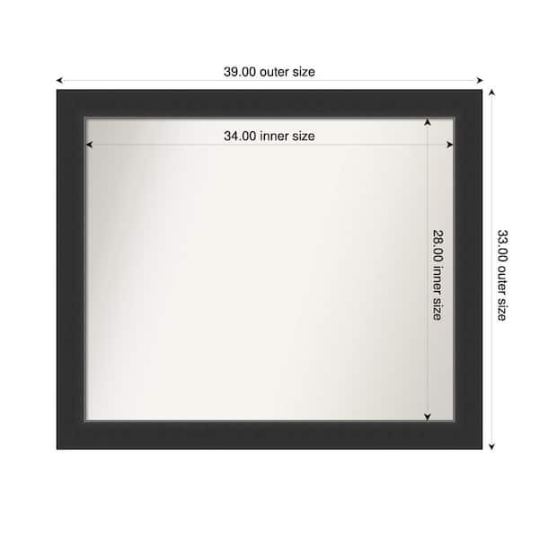 Amanti Art Corvino Black 39 in. x 33 in. Custom Non-Beveled Wood Framed Bathroom Vanity Wall Mirror