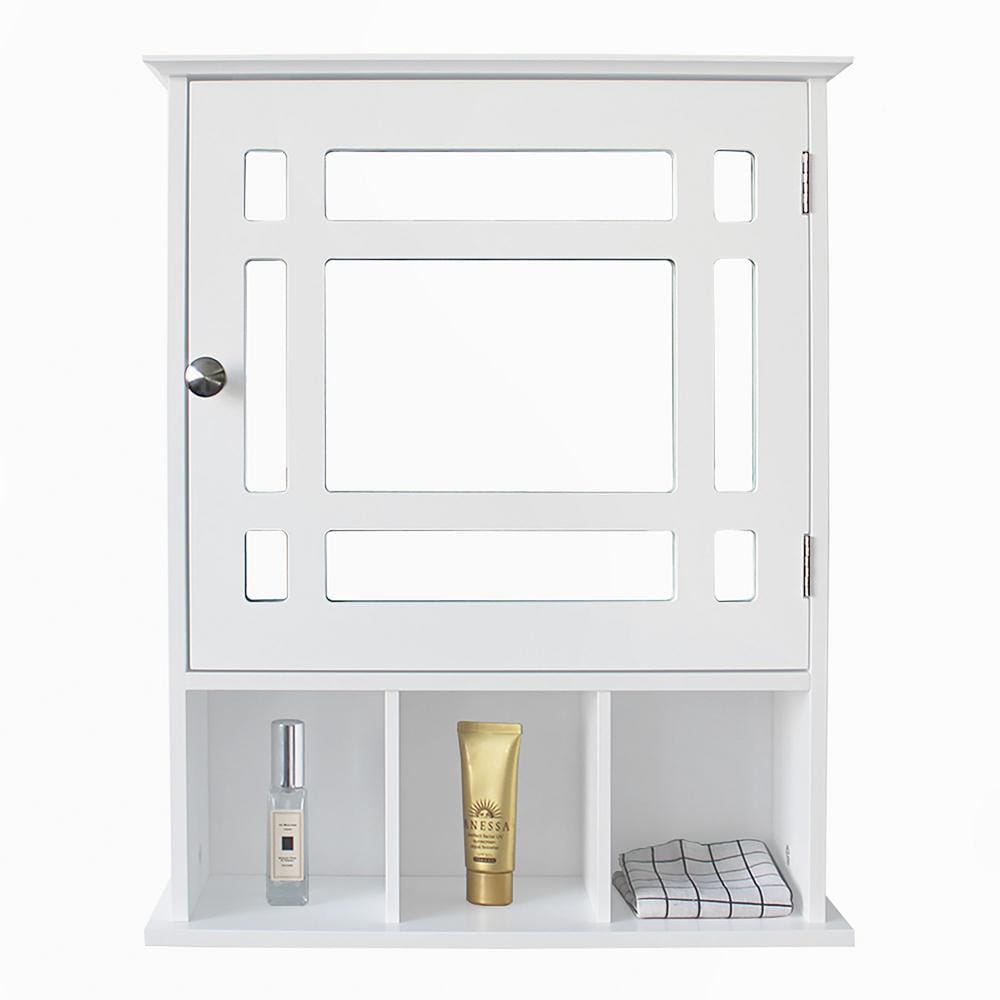 24.75 in. W x 30.25 in. H Rectangular Medicine Cabinet with Mirror for Bathroom, 2-Doors and 4 Adjustable Shelf in White