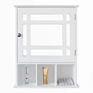 6.5 in. W Rectangular White MDF Framed Surface Mount Medicine Cabinet with Mirror