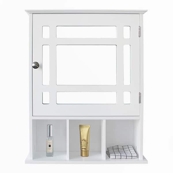 Basicwise 26 in. x 25 in. Surface Mount Medicine Cabinet Storage