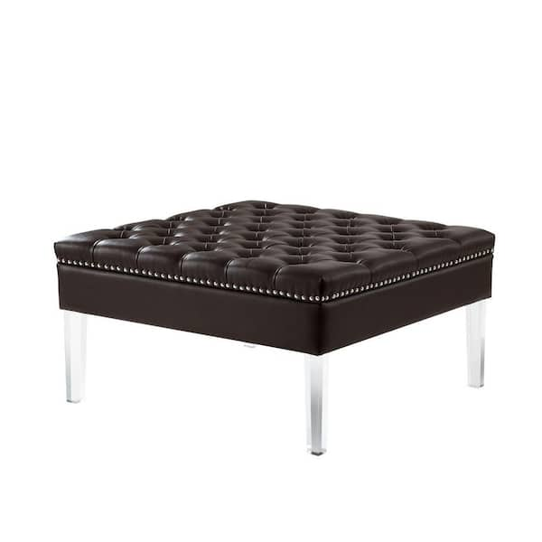 Crown Comfort 's Brown Button Tufted Memory Foam Folding Ottoman