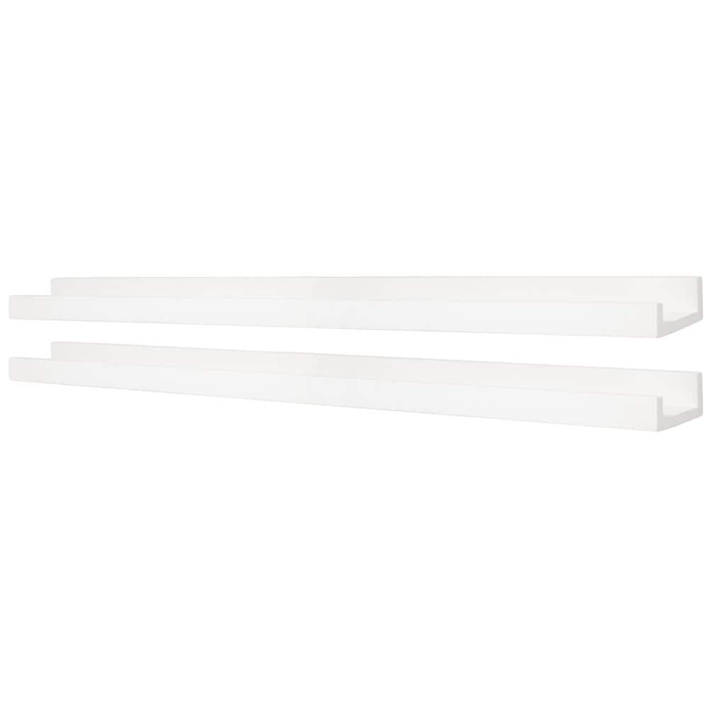Modern White Engineered Wood 44" Picture Frame Ledge Set