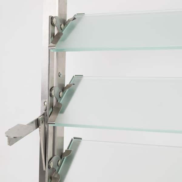 Jalousie Natural Window Projection 3 Blade Brackets 11.5 in. x 4 in. Right Hand Operation