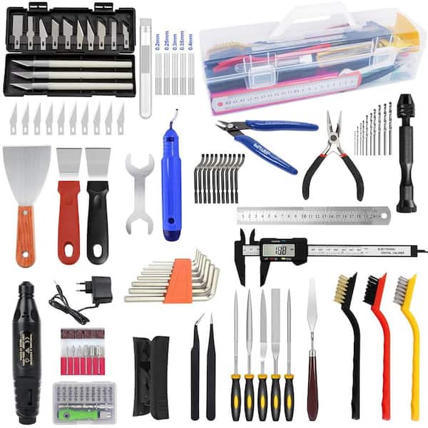 139-Piece 3D Printer Tool Kit with Electric Polisher, Carving Knives, and Storage Box
