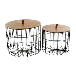 Brown Metal Contemporary Storage Basket 20 in. 17 in. (Set of 2)