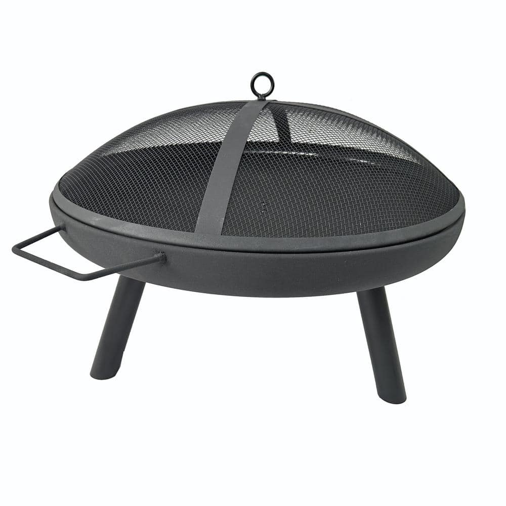 Boosicavelly 23.2 in. W x 20 in. H Iron Round Wood Burning Outdoor Fire Pit in Black