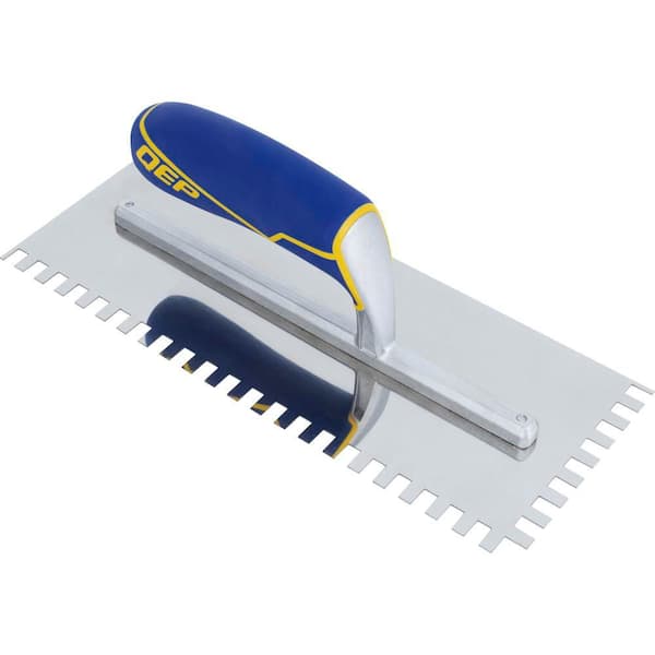 11 in. L x 4.5 in. W Steel Blade 1/4 in. x 3/8 in. x 1/4 in. Square-Notched Tile Flooring Trowel with Comfort Grip