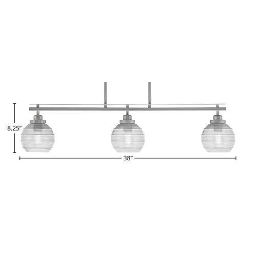 Monroe 3-Light Brushed Nickel, Billiard Light, Any room with 6 in. Clear Ribbed Glass Shades no bulbs included Pool Table Lights