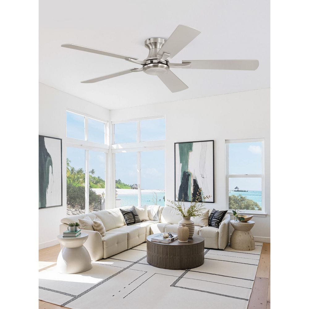 52 in. Indoor Flush Mount 6-Speed Industrial Nickel Quiet Standard Ceiling Fan No Lights with Remote Control Included price history on PriceWatchPro