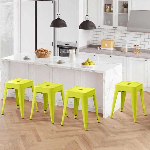 MFD LIVING Industrial 18 in. H Lime Green Backless Stackable Metal