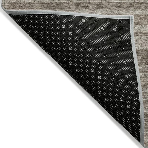 Taupe 9 ft. x 12 ft. Woven Striped Polyester Rectangle Indoor / Outdoor Area Rug