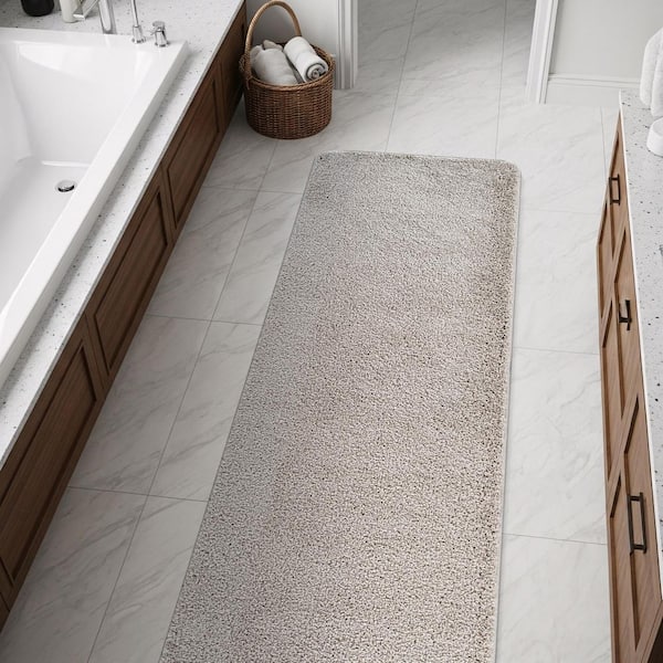 Silky Gray 2 ft. x 7 ft. Solid Plus Thick Pile Non Slip Easy Clean Non Shedding Modern Runner Indoor Area Rug