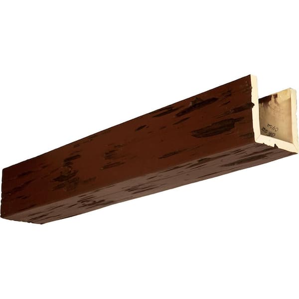 Ekena Millwork 4 in. x 12 in. x 8 ft. 3-Sided (U-Beam) Pecky Cypress Natural Pecan Faux Wood Ceiling Beam