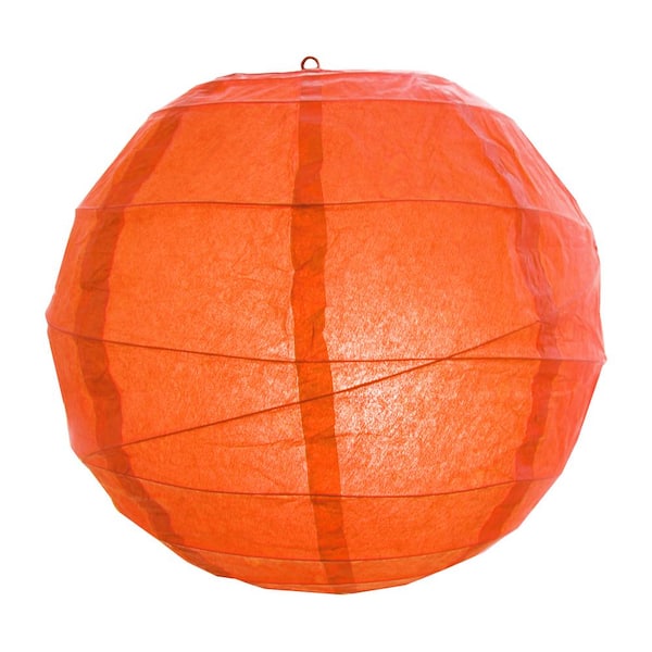 LUMABASE CrissCross 12 in. x 12 in. Orange Round Paper Lantern (5-Pack)
