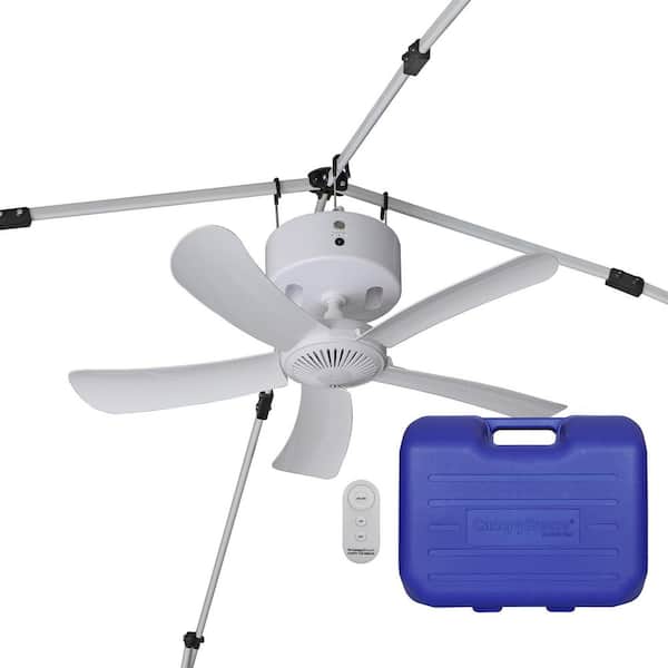 Rechargeable Ceiling Fan 6-Hour Run Time, 31" Diameter Blades, Quick Install Remote Control (White)