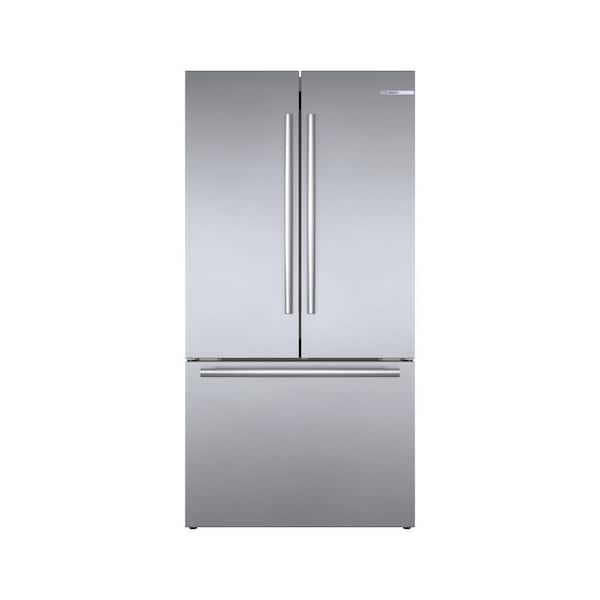 Bosch 800 Series 36 in. 21 cu. ft. French 3 Door in Stainless Steel with Dual Compressor, Counter Depth B36CT80SNS - The Home Depot