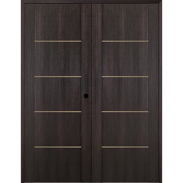 Belldinni Vona 01 4H Gold 60 in. x 80 in. Both Active Veralinga Oak Wood Composite Double Prehung Interior Door
