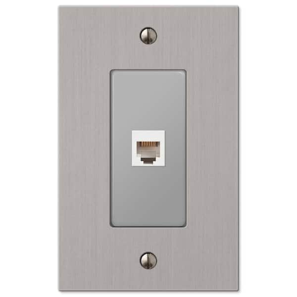 AMERELLE Barnard 1 Gang Phone Metal Wall Plate - Brushed Nickel