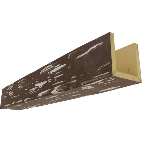 Ekena Millwork 8 in. x 4 in. x 24 ft. 3-Sided (U-Beam) Pecky Cypress Vintage Mahogany Faux Wood Ceiling Beam