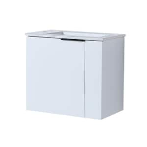 22 in. W x 13 in. D x 19.7 in. H Freestanding Bath Vanity in White with Single White Cultured Marble Top