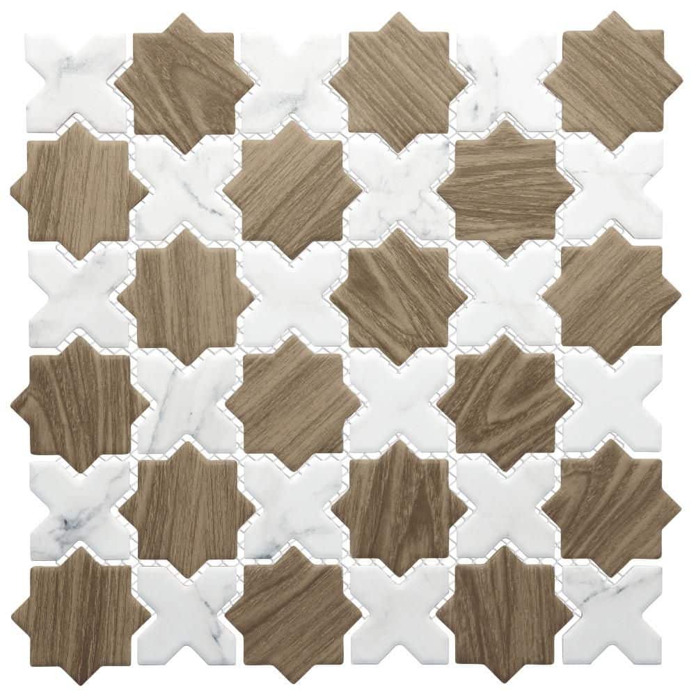 Llama 2 in. Star Noce with Calacatta Cross 6 in. x 6 in. Porcelain Mosaic Take Home Tile Sample price history on PriceWatchPro
