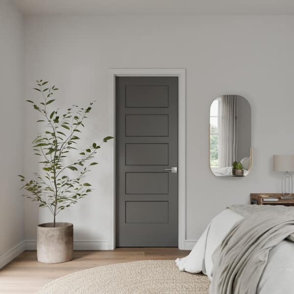 Masonite 32 in. x 80 in. 5-Panel Bayshore Left-Hand Solid Core Jet