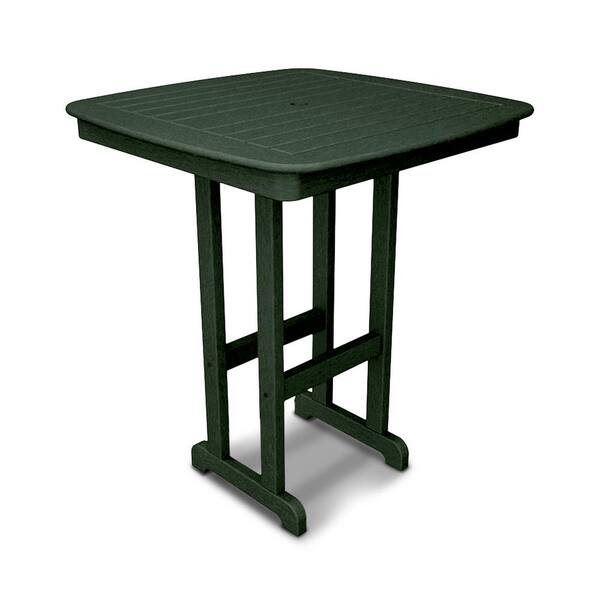 POLYWOOD Nautical Green 37 in. Plastic Outdoor Patio Bar Table