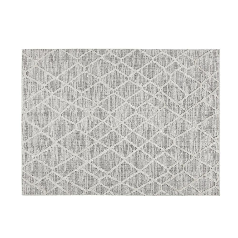 Madison Park Abigail Gray/Cream 5 ft. x 7 ft. Terni Pebble Polyester