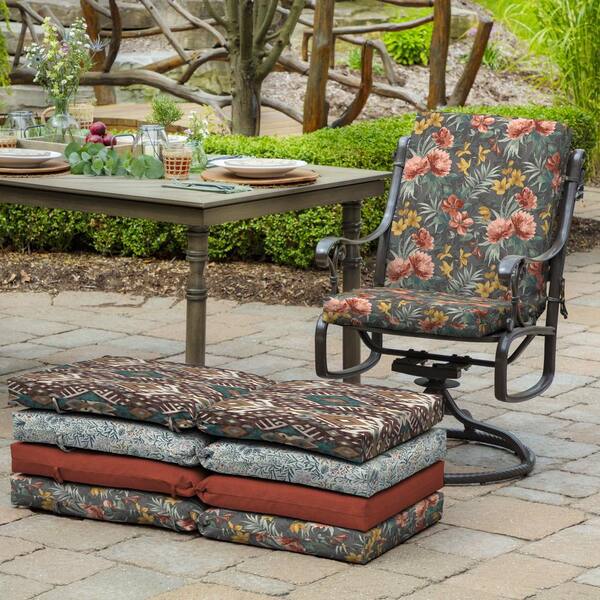 Arden Outdoor Dining Chair Cushion 20x20 - Rain-Proof & Fade Resistant Phoebe Grey Floral