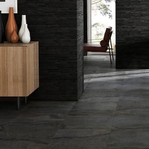 Dominion Charcoal Black 11.81 in. x 23.62 in. Matte Porcelain Floor and Wall Mosaic Tile (1.93 sq. ft./Each)