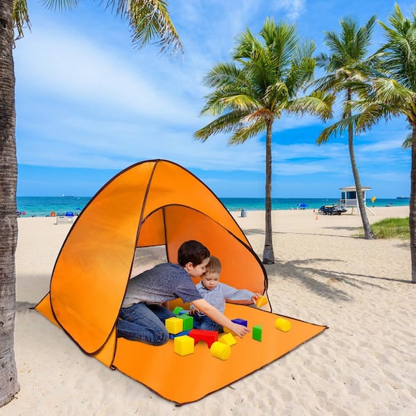 Pop Up Beach Tent Sun Shade Shelter Anti-UV Automatic Waterproof Tent  Canopy for 2/3 Man w/ Net Window Storage Bag