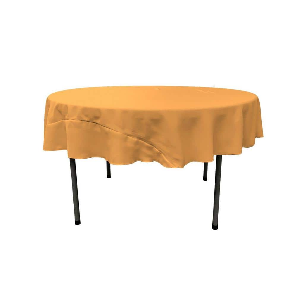 LA Linen Gold 72 in. Round Polyester Poplin Tablecloth TCpop72R_GoldP14 ...