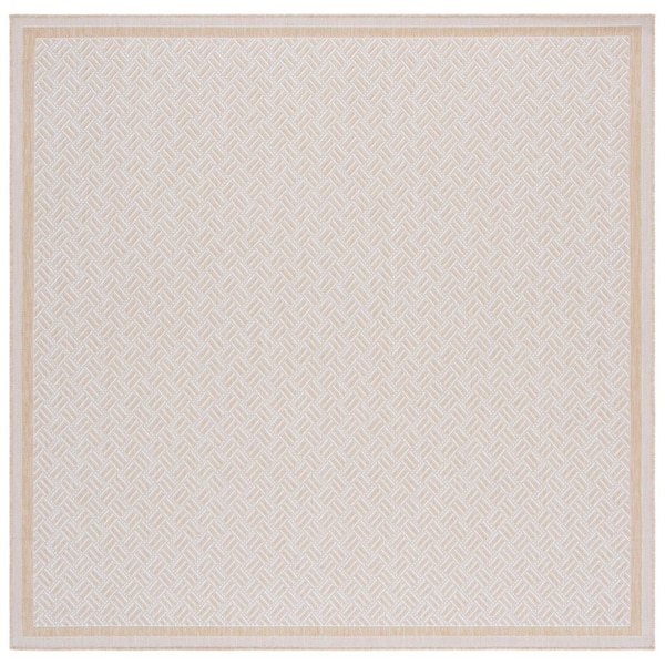 SAFAVIEH Terrace Beige/Ivory 7 ft. x 7 ft. Geometric Border Square ...