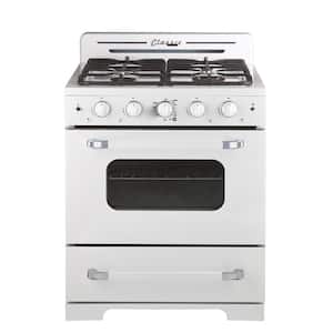 Classic Retro 30 in. 3.9 cu. ft. Retro Gas Range with Convection Oven in Marshmallow White
