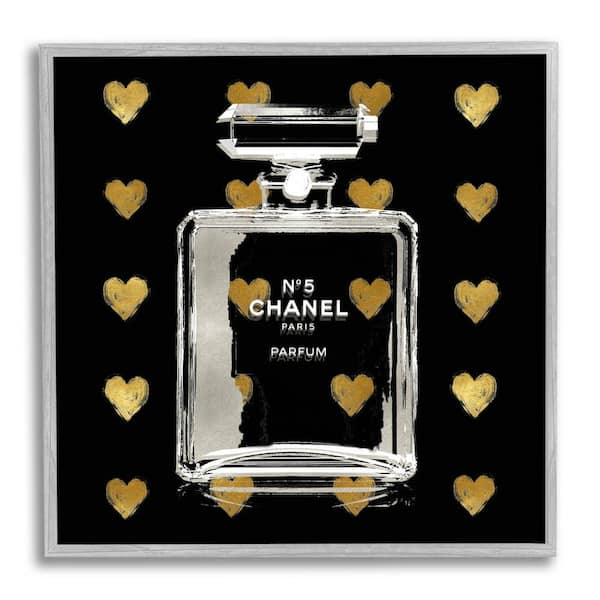 The Stupell Home Decor Collection Glam Brand Perfume Hearts Pattern Design by Madeline Blake Framed Abstract Art Print 24 in. x 24 in.