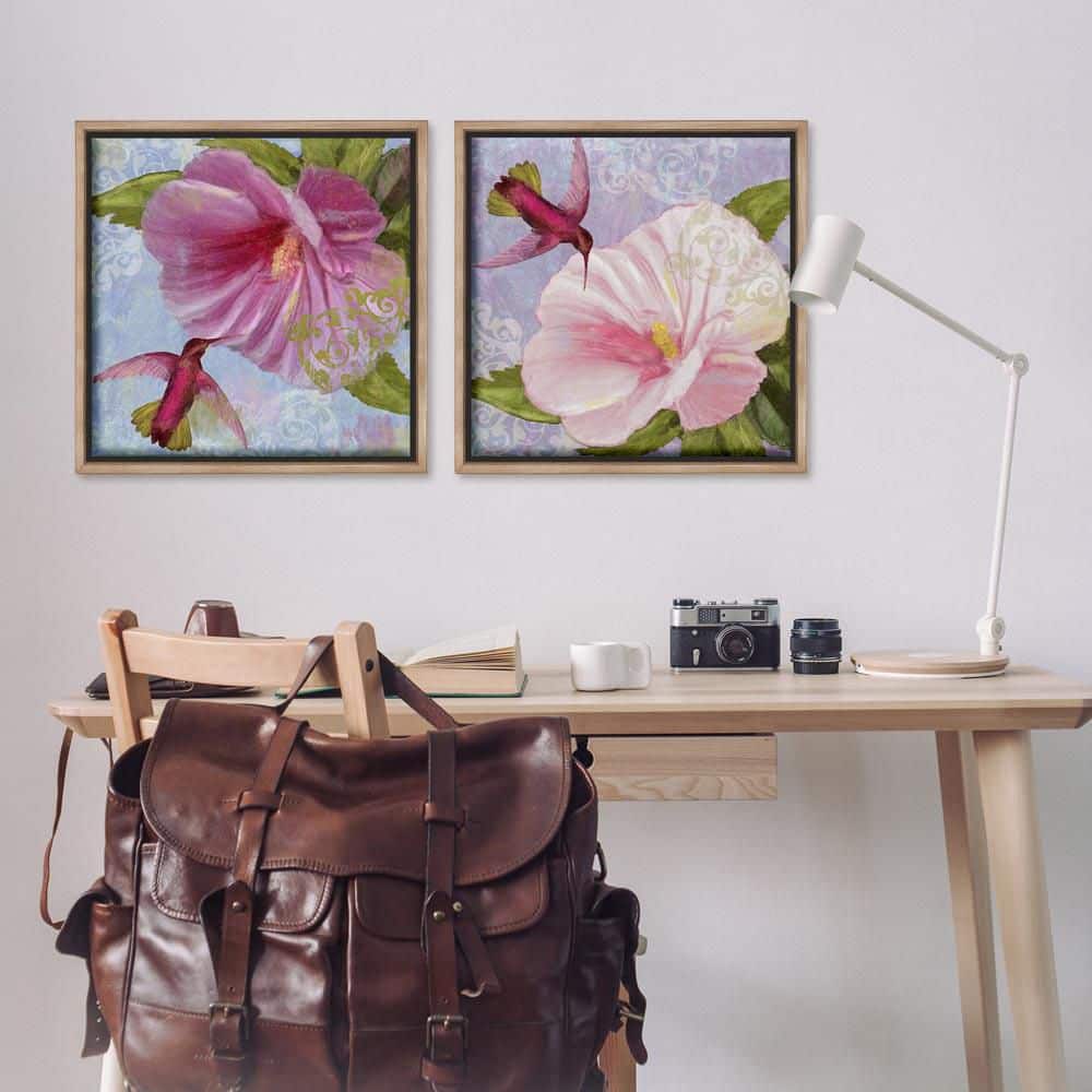 Hummingbirds and Poppy Bulbs by Sasha 2-Piece Brown Floater Frame Nature Graphic Art Print 25 in. x 25 in. price history on PriceWatchPro