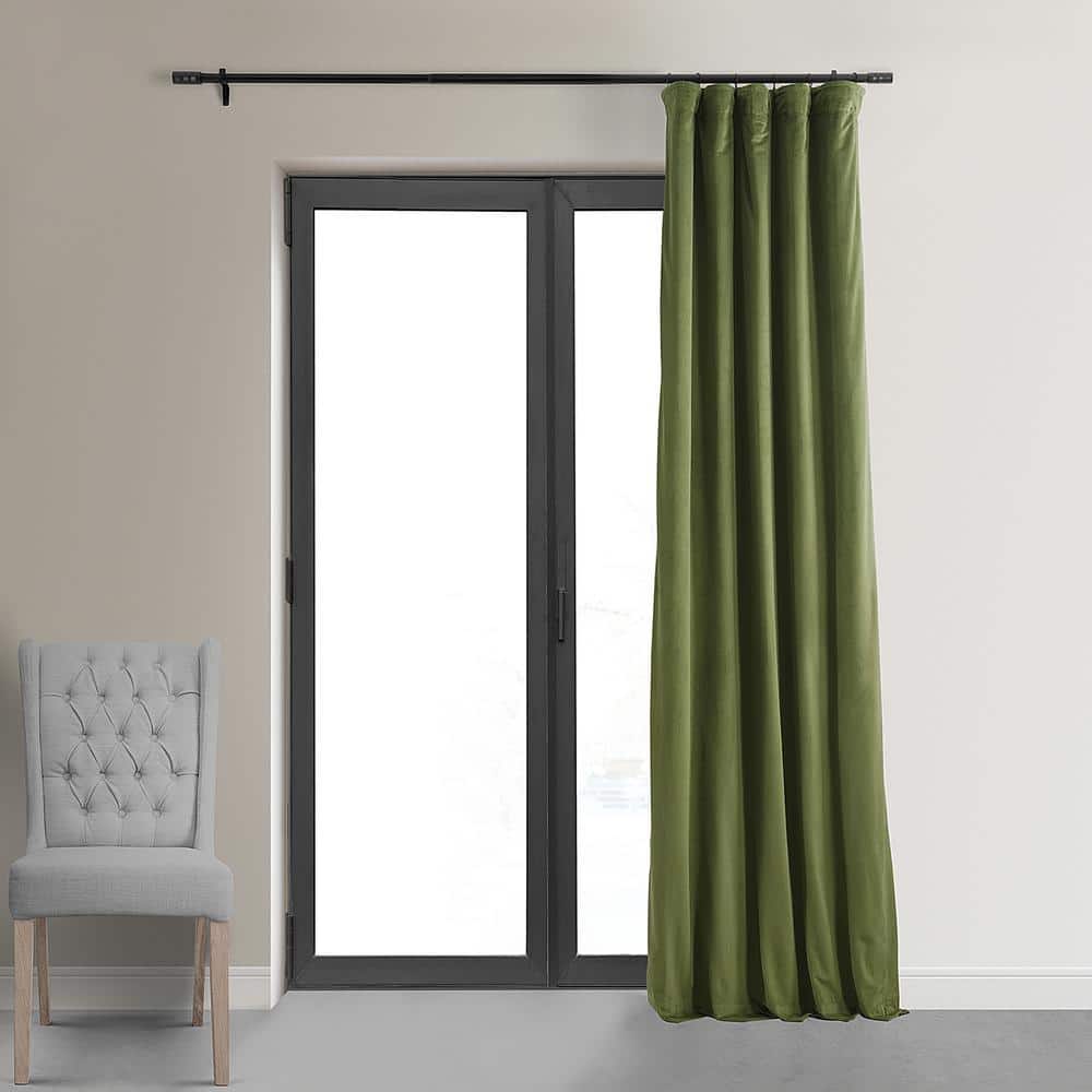 Basque Green Velvet Blackout Curtain Panel, 50" x 96"