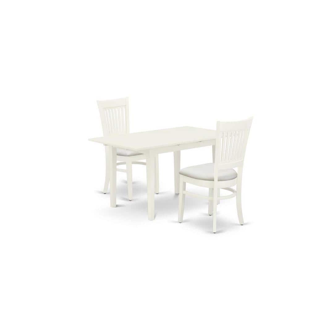 Linen White Rectangular Dining Set with Rubber Wood Chairs